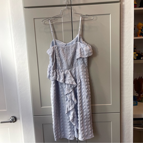 Franco Lilac Purple Spagetti Bodycon Party Textured Ruffle Knee Length Dress MD - Picture 4 of 8